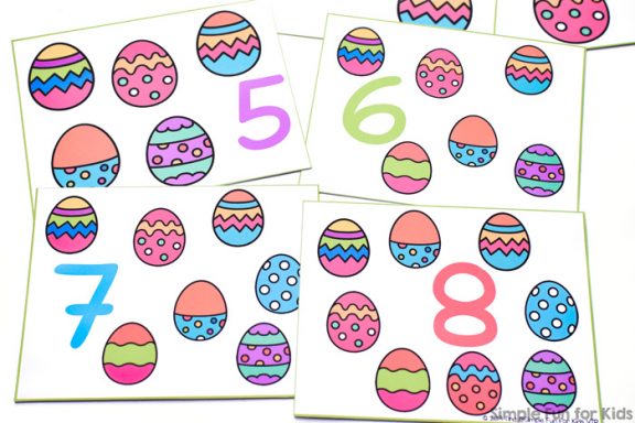 Practice numbers, counting to 12, 1:1 correspondence, and more with these printable Easter Egg Counting Cards 1-12. Perfect for preschoolers, toddlers, and kindergarteners. Available in 3 fonts, color, and b&w.