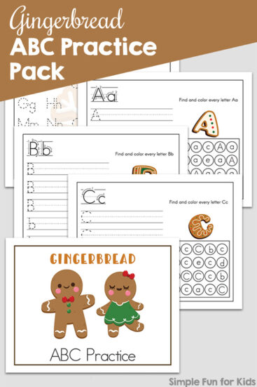 Practice uppercase and lowercase letter recognition, tracing, and matching with this cute Gingerbread ABC Practice Pack. Preschoolers and kindergarteners will love these no-prep literacy activity pages.