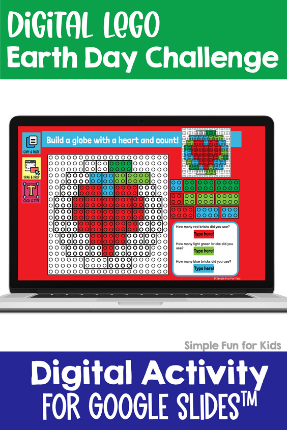 Ten fun and engaging EDITABLE Earth Day-themed digital LEGO challenges for distance learning with Google Slides and Google Classroom. Students can practice skills such as copying & pasting, dragging & dropping, typing in text boxes, and counting in a super-engaging way.