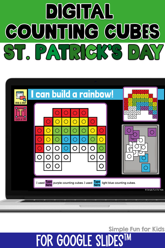 These ten St. Patrick's Day-themed digital counting cubes challenges are perfect for kindergarteners and first graders to practice skills such as copying & pasting, dragging & dropping, typing in text boxes, and counting.